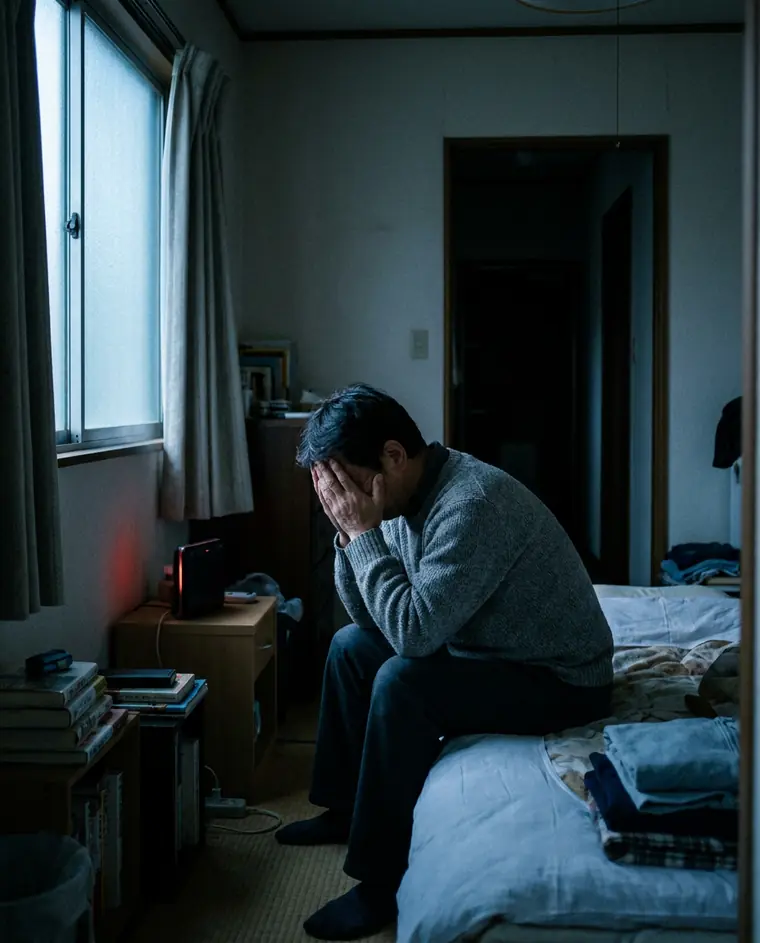眠れない夜を過ごした男性